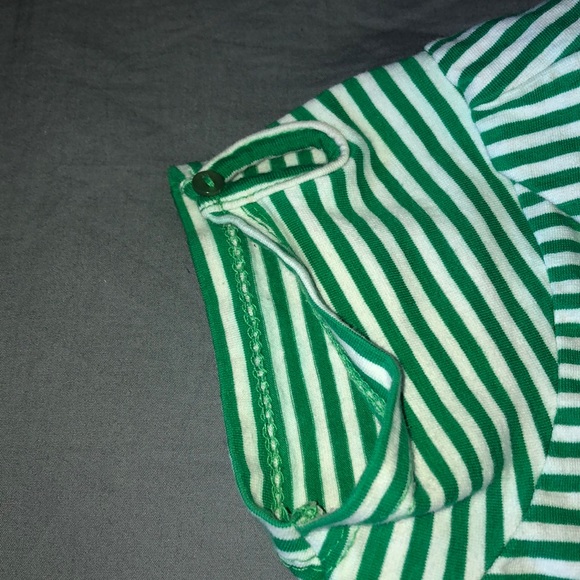 Green and white striped off the shoulder t-shirt - Picture 2 of 3